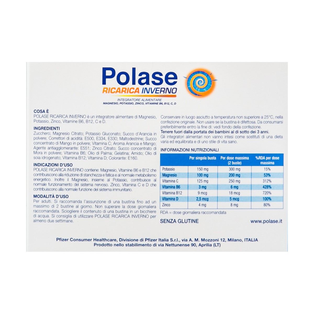 POLASE RICARICA INVERNO INTEGRATORE ALIMENTARE MAGNESIO E POTASSIO